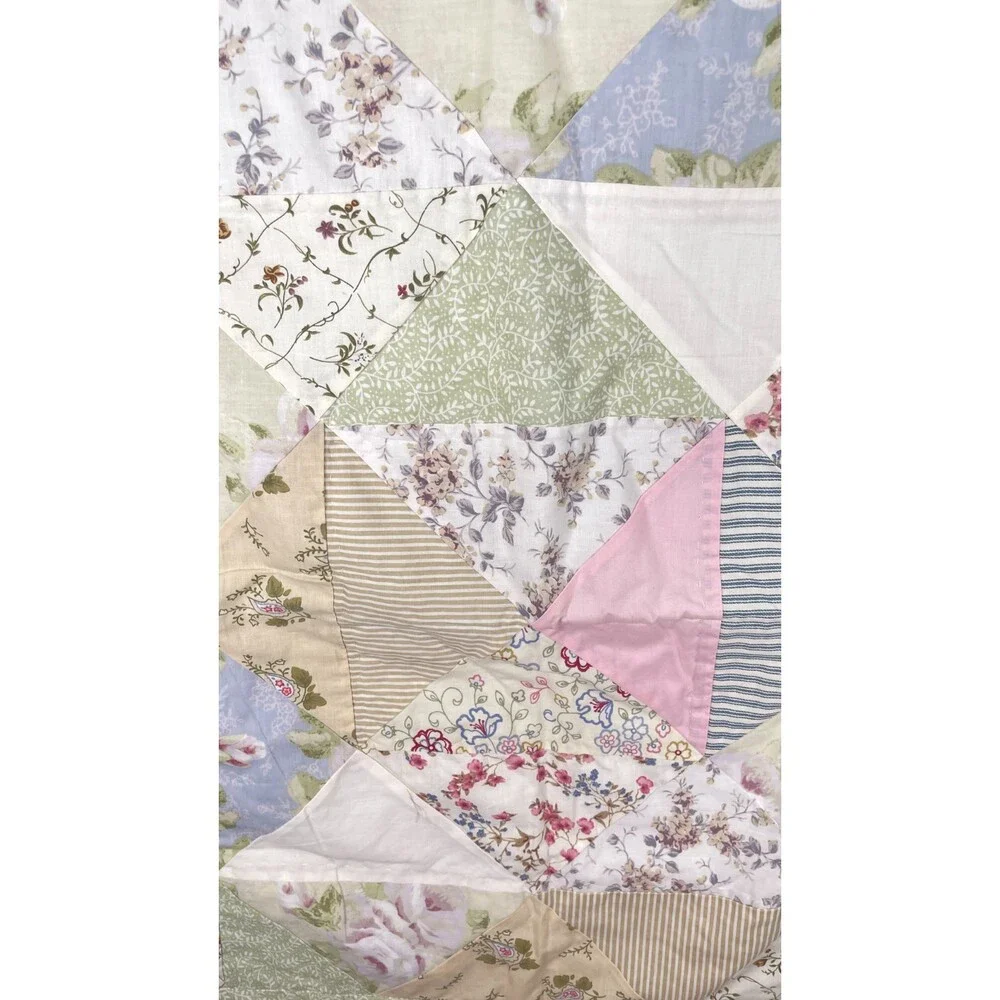 Quilted Patchwork Pillow Shams Floral CottageCore Granny 23 x 29 Keeco Set Of 2